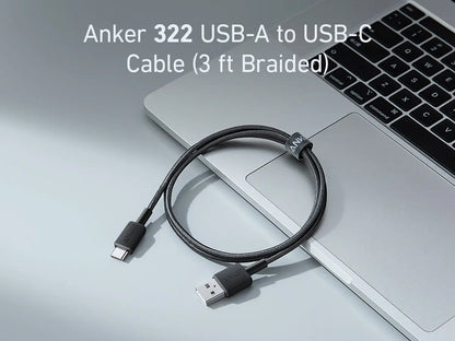 Anker 322 PowerLine USB A to USB C Fast Charging 3ft/0.9m Cable – Black – A81H5H11