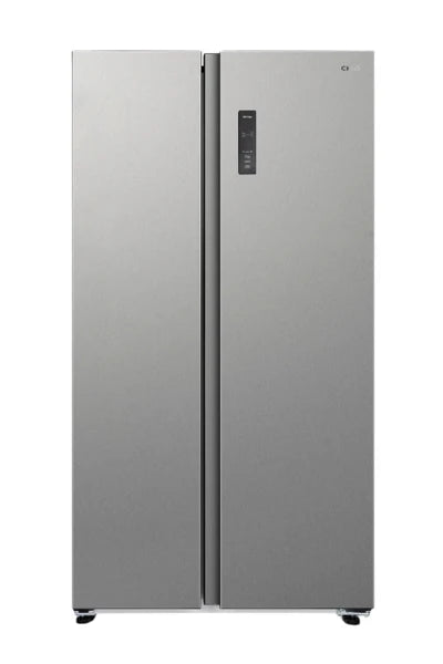 CHiQ Side by Side Refrigerator A+, 525Lit, No Forest, Fast Cooling System, Glass Shelf, Inox