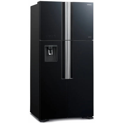 Hitachi 540L 4-Door French Door Refrigerator with Water Dispenser & Inverter - Glass Black (R-W800PJ7)