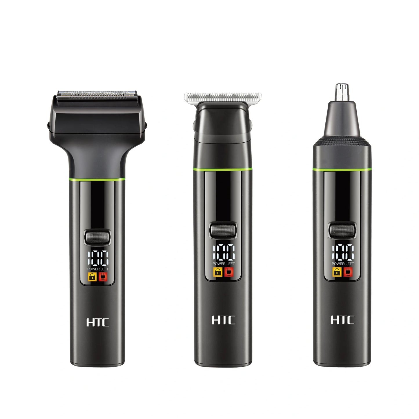 HTC Professional AT-1202 Magnetic 3-in-1 Grooming Kit Hair Clipper Nose Trimmer Beard Shaver with Display Kits