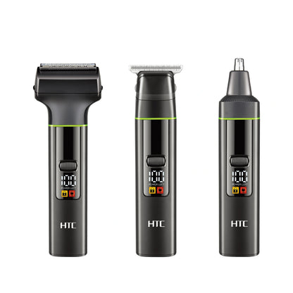 HTC Professional AT-1202 Magnetic 3-in-1 Grooming Kit Hair Clipper Nose Trimmer Beard Shaver with Display Kits