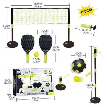Aojie Sport – 2 In 1 Combo Set (Pickle Ball & Swing Ball Set) - Ages 6+