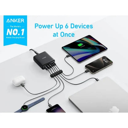 Anker 112W 6 Port GaN Charger - Black