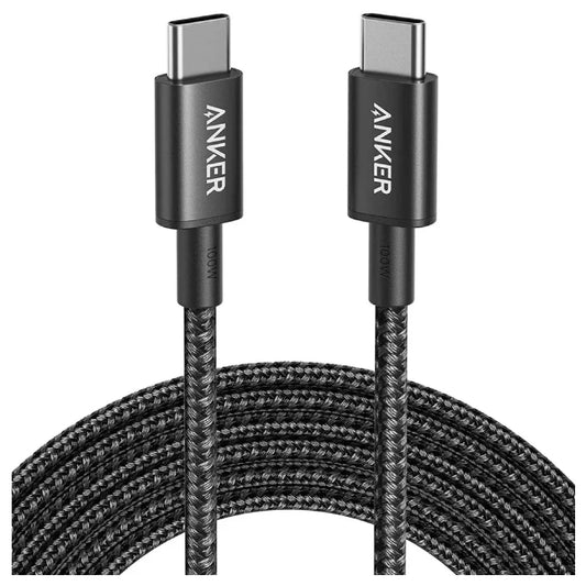 Anker Nylon USB C to USB C Cable 6ft Fast Charging & Durable - Black