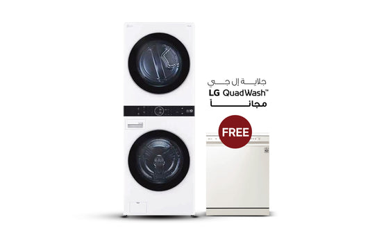 LG Single Unit Front Load 17/16 KG, LG WashTower™ with Centre Control™, White Color (WT1716WRK.ABWPELF)