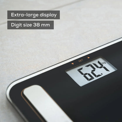 Beurer BF183 Diagnostic Bathroom Scale, Body Fat, Water, Muscle Mass & Weight Analyzer, Digital Glass Scale with Large LCD Display, Smart Health Monitoring