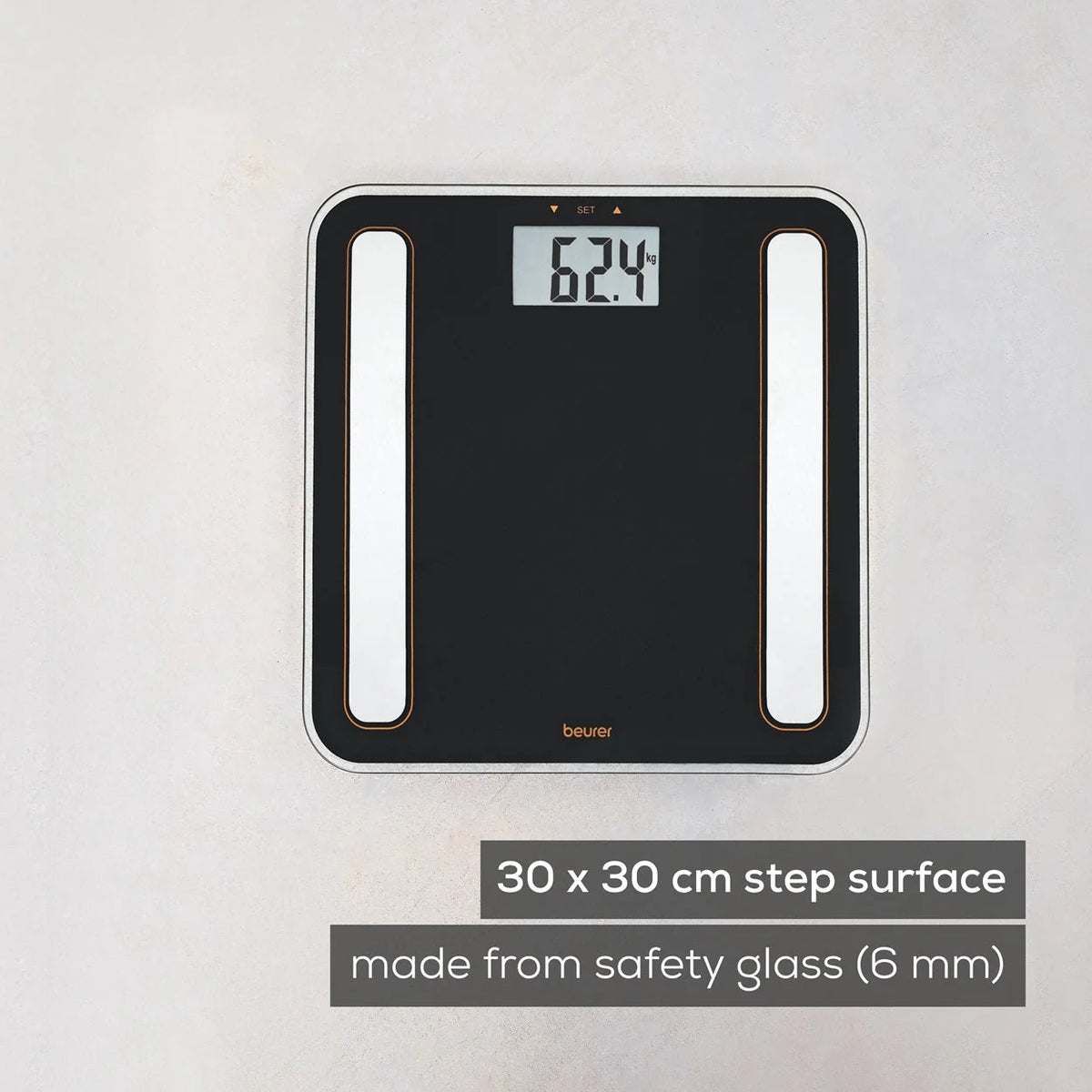 Beurer BF183 Diagnostic Bathroom Scale, Body Fat, Water, Muscle Mass & Weight Analyzer, Digital Glass Scale with Large LCD Display, Smart Health Monitoring