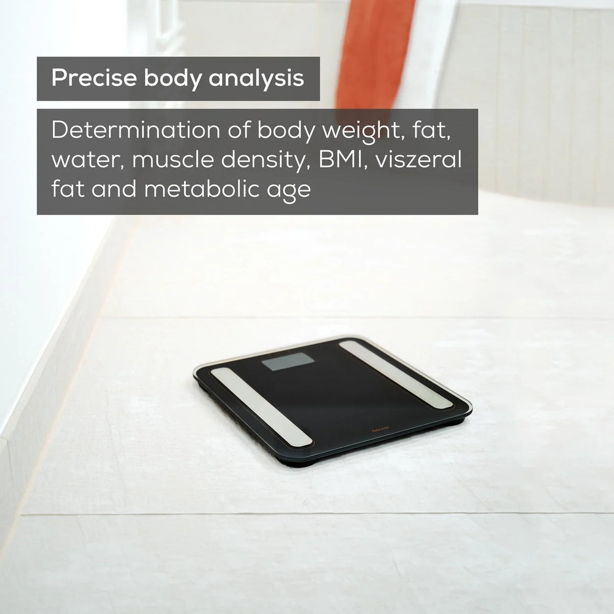 Beurer BF183 Diagnostic Bathroom Scale, Body Fat, Water, Muscle Mass & Weight Analyzer, Digital Glass Scale with Large LCD Display, Smart Health Monitoring
