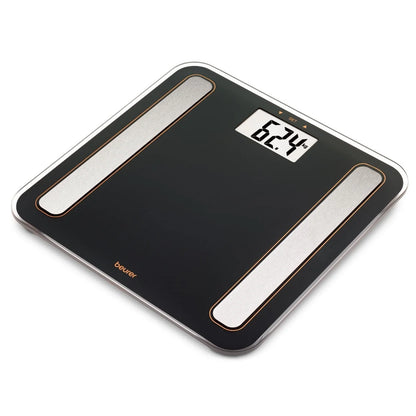 Beurer BF183 Diagnostic Bathroom Scale, Body Fat, Water, Muscle Mass & Weight Analyzer, Digital Glass Scale with Large LCD Display, Smart Health Monitoring