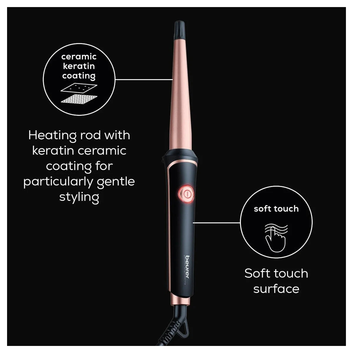 Beurer HT 53 Ceramic Keratin Hair Curling Iron for Perfect Curls