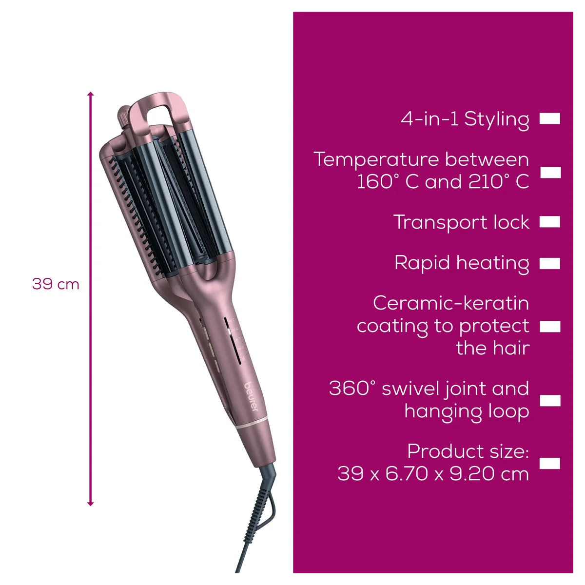 Beurer HT 65 Wave Styler 4-in-1 Curling Tool with Ceramic Coating