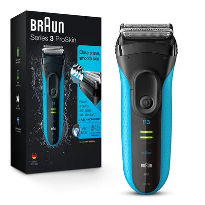 Braun Series 3 ProSkin 3040s Rechargeable Wet Dry Men's Electric Shaver with Precision Trimmer