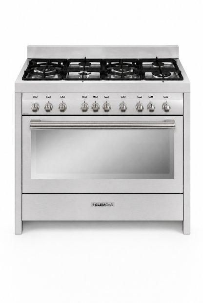 Glem Gas Magnifica 120×60cm Stainless Steel Freestanding Gas Cooker with 6 Burners 134L Multifunction Gas Oven Fan – MG626RI