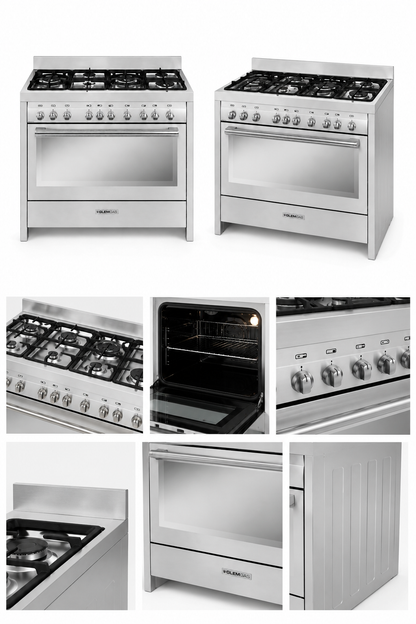 Glem Gas Magnifica 120×60cm Stainless Steel Freestanding Gas Cooker with 6 Burners 134L Multifunction Gas Oven Fan – MG626RI