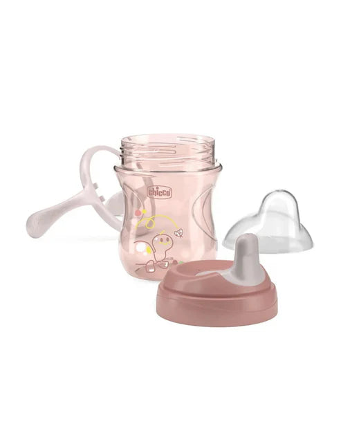 Chicco Training Cup-Ergonomic Design-Easy Grip-Spout Sipper-Pink-6M+