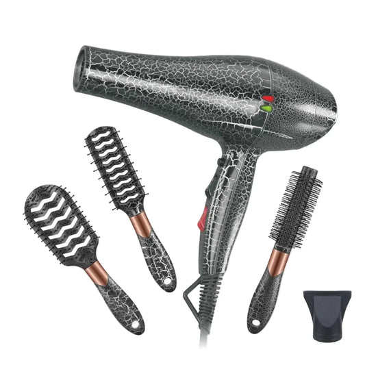 Enzo Set 4 In 1 Hair Dryer with Brushes, Black