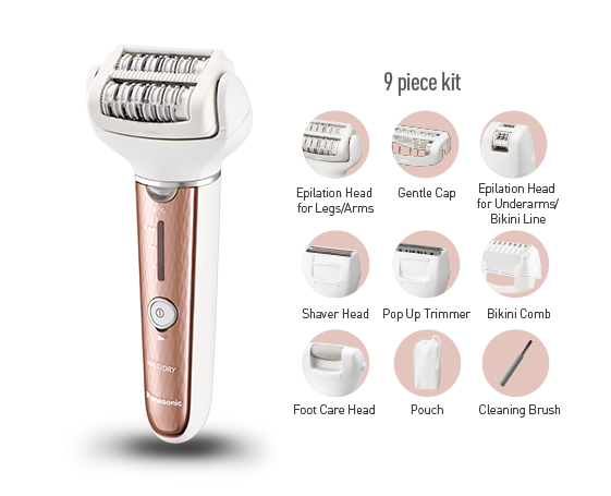 Panasonic Epilator 9 in 1 - 3 Speeds 9 Attachments Wet & Dry (ES-EL8A-P461)