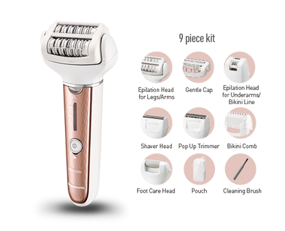Panasonic Epilator 9 in 1 - 3 Speeds 9 Attachments Wet & Dry (ES-EL8A-P461)
