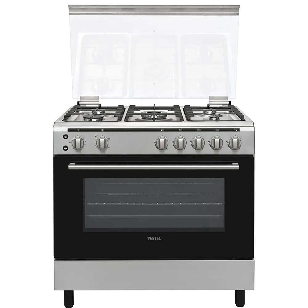 VESTEL GAS COOKER - 90CM - 5 BURNERS - CAST IRON (FG9P5066NX)
