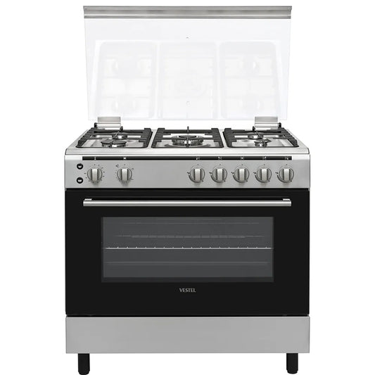 VESTEL GAS COOKER - 90CM - 5 BURNERS - CAST IRON (FG9P5066NX)