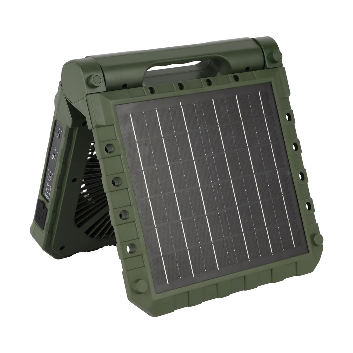 Geepas 8" Rechargeable Solar Fan with Remote Control, Smart Panel & LED Light – 3 Speed Modes, 20 Hours Working Time – GF21233 – Green