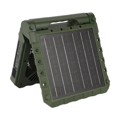 Geepas 8" Rechargeable Solar Fan with Remote Control, Smart Panel & LED Light – 3 Speed Modes, 20 Hours Working Time – GF21233 – Green