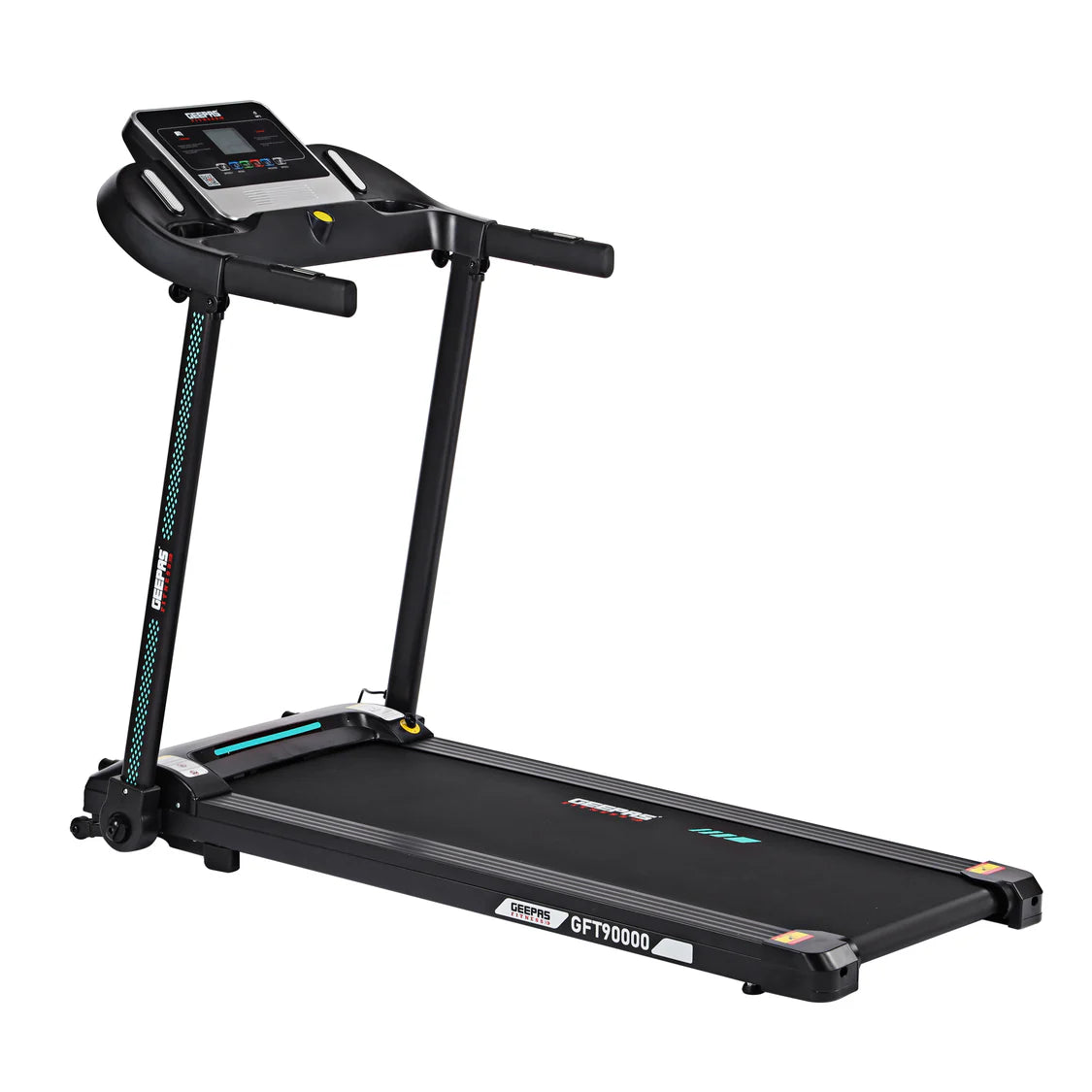 Geepas GFT90000 Foldable Treadmill – 2.0HP Motor, 12 Programs, App Sync (Zwift, Kinomap, Spax), LCD Display, Black