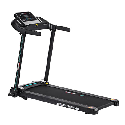Geepas GFT90000 Foldable Treadmill – 2.0HP Motor, 12 Programs, App Sync (Zwift, Kinomap, Spax), LCD Display, Black