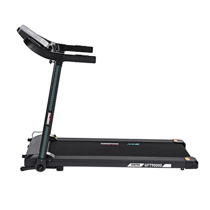 Geepas GFT90000 Foldable Treadmill – 2.0HP Motor, 12 Programs, App Sync (Zwift, Kinomap, Spax), LCD Display, Black
