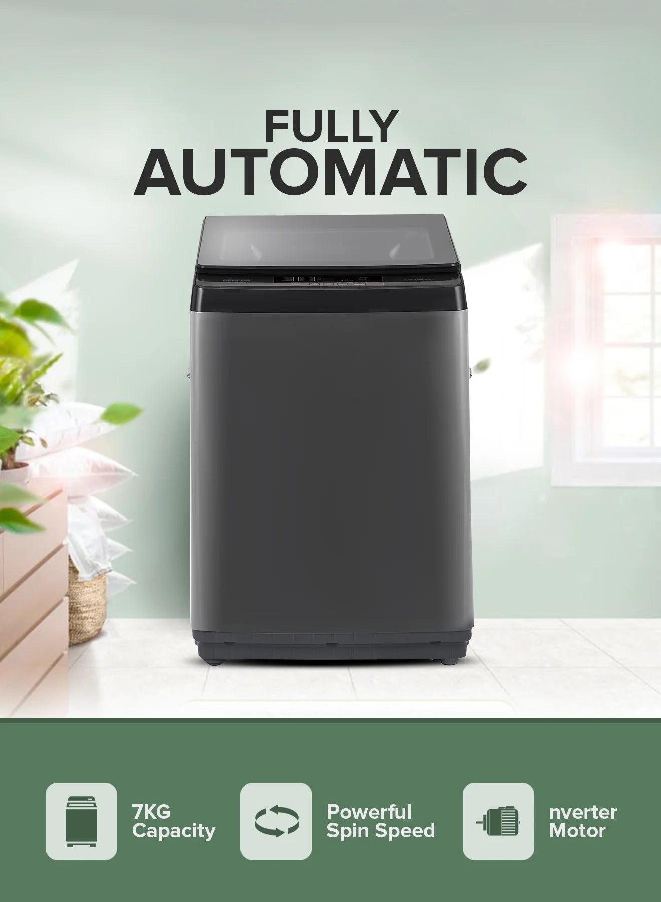 Geepas GFWM7800LCQ Fully Automatic Top Load Washing Machine 7KG – LED Display