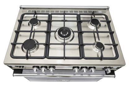 Glem Gas Specialista SB 90cm Stainless Steel Freestanding Gas Cooker with 5 Burners 106L Oven Fan AirFryer Full Safety – SB9612RIFSG AF