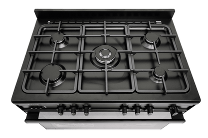 Glem Gas Specialista SB 90cm Black Freestanding Gas Cooker with 5 Burners 106L Oven Fan AirFryer Full Safety – SB9612RBKFSG AF