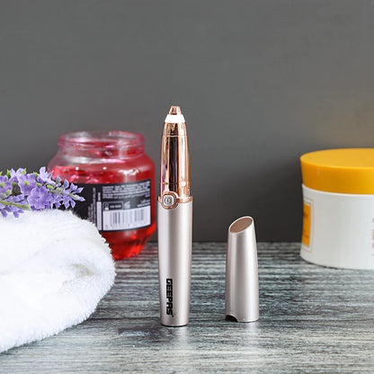 Geepas GLS86040 Eyebrow Trimmer – USB Rechargeable, Built-in Light Indicator, Precision Head with Sharp Blades, Portable Design, Rose Gold