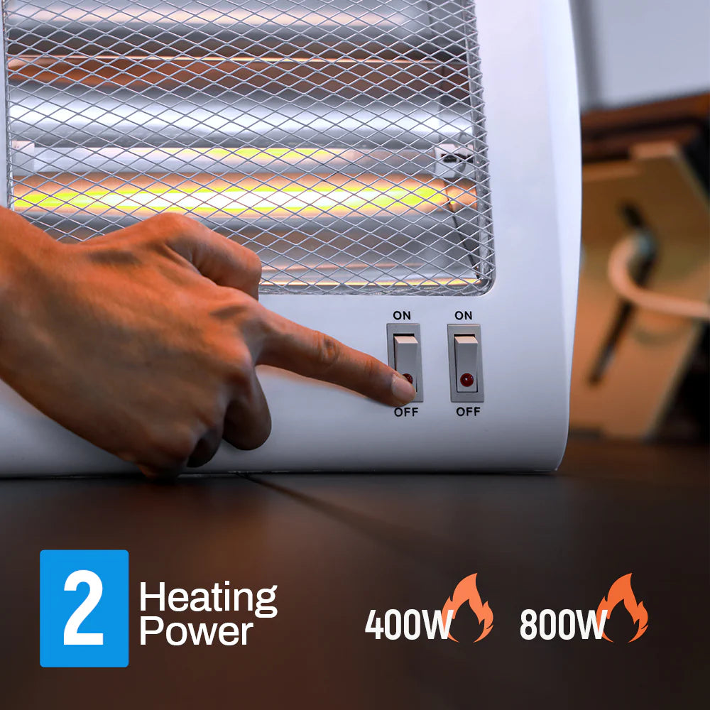 Geepas GQH28522 Quartz Heater 800W with 2 Heat Settings & Tip-Over Protection