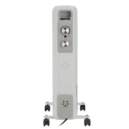 Geepas GRH28562 Oil Filled Radiator Heater – 13 Fins, 1100W/1500W/2600W, Adjustable Thermostat, Overheat Protection, Stable Castor Wheels, White