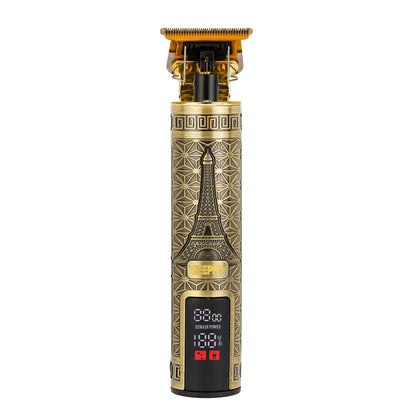 Geepas GTR56038 Professional Digital Hair Clipper – High-Performance T-Blade, 1200mAh Li-ion Battery, 180-Minute Runtime, LCD Display, Type-C Fast Charging, Golden & Black