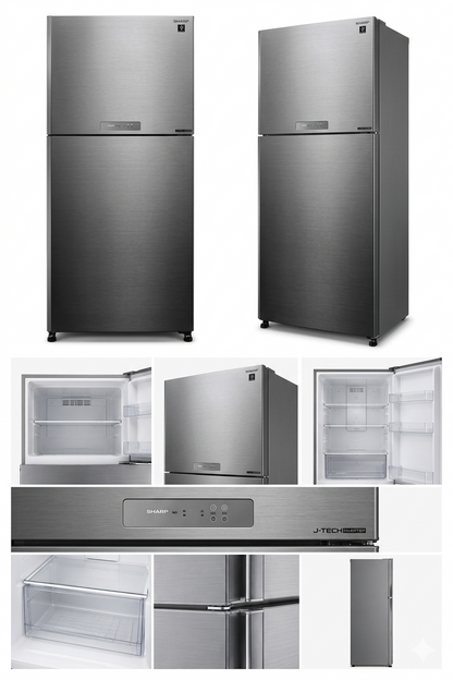SHARP 538L Top Freezer No Frost Refrigerator with J-Tech Inverter Hybrid Cooling Plasmacluster A+ Energy Rating Stainless Steel – SJ-PV69G-ST/DST