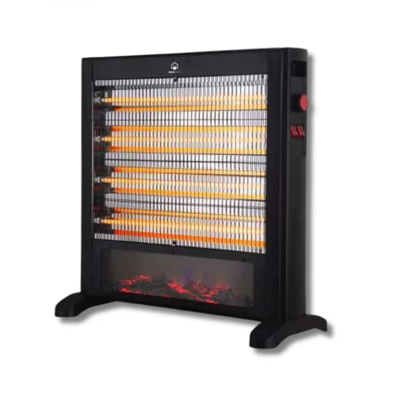 Home Electric 2400W Quartz Heater with Fireplace Effect, 4 Quartz Tubes, Thermostat, Tip-Over Safety Switch, HK-4545