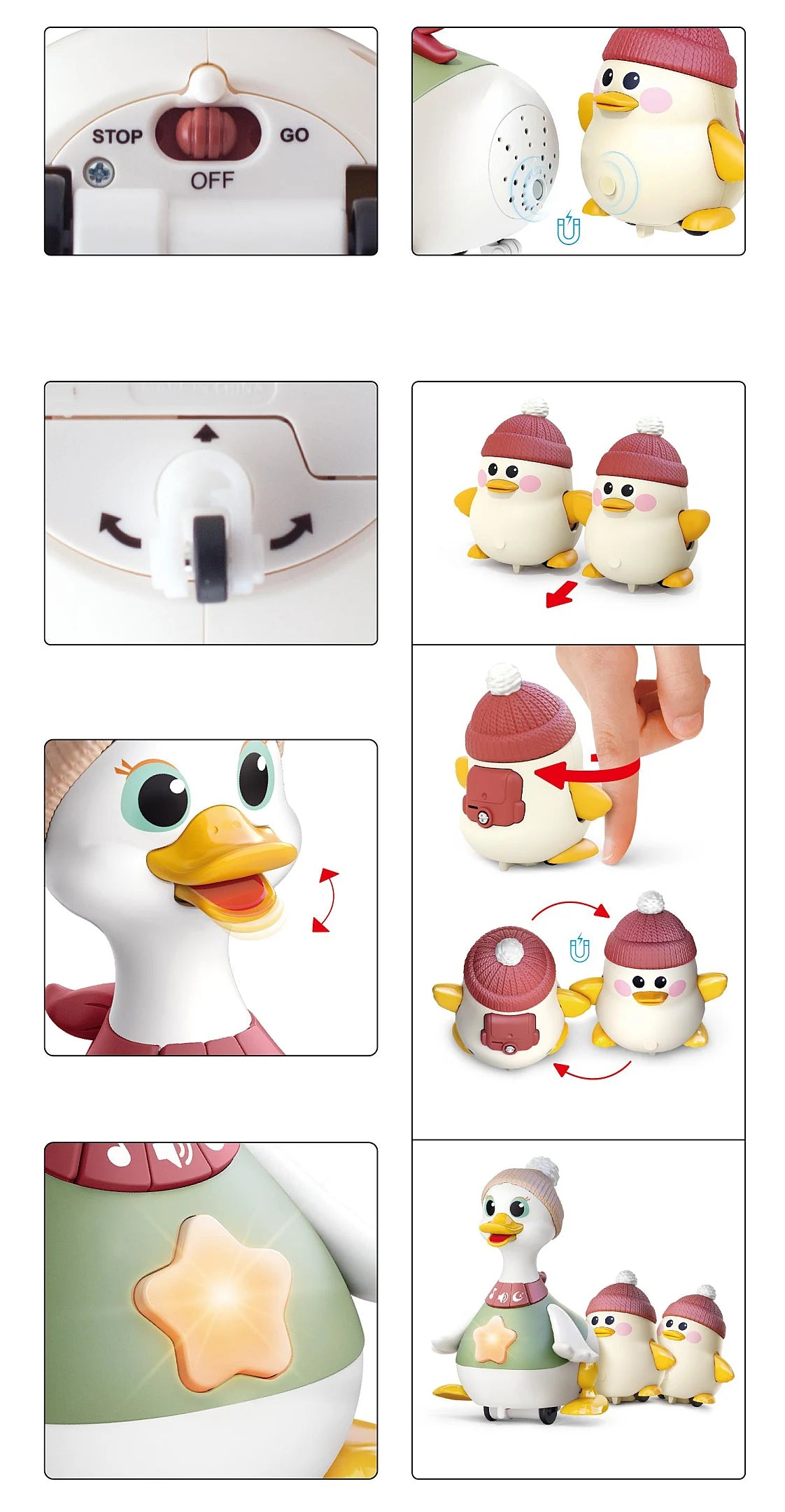 Waddling Duck Family (Swinging) / 3 pcs