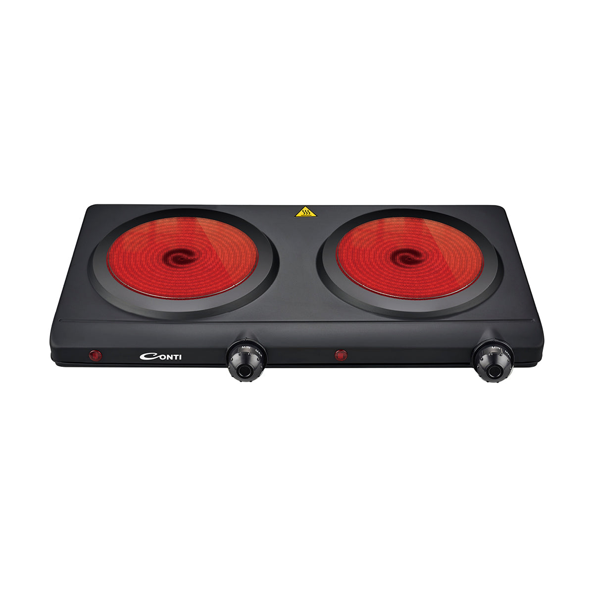 Conti HPC 22401 BK Double Ceramic Hot Plate 2400W with Adjustable Thermostat and Safety Auto Shut-Off