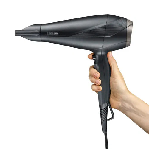 Severin HT-0167 2300W Hair Dryer with Ionic Technology, Air Diffuser with Focus Nozzle — Black/Silver