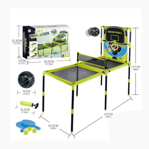 Aojie Sport – 3 In 1 Combo Set (Table Tennis, Toss Game & Basketball Set) - Ages 6+