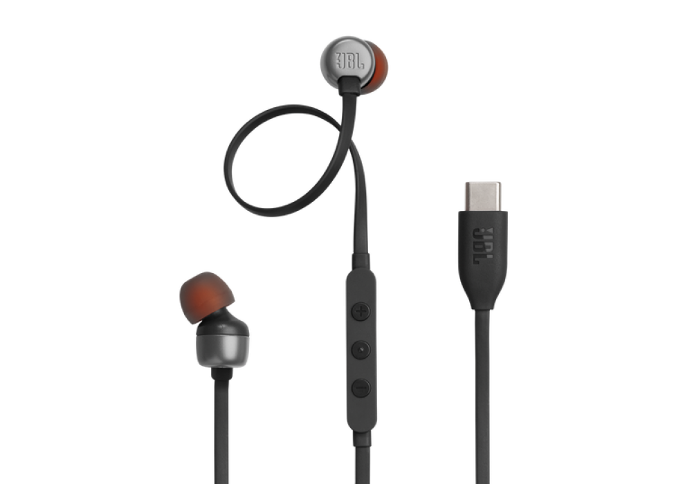 JBL Tune 310C Type-c In-ear headphones with Hi-Res Audio support and JBL Pure Bass Sound, USB-C connectivity, 3-button remote with microphone and EQ presets control - Black