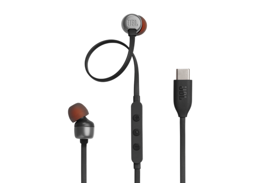 JBL Tune 310C Type-c In-ear headphones with Hi-Res Audio support and JBL Pure Bass Sound, USB-C connectivity, 3-button remote with microphone and EQ presets control - Black