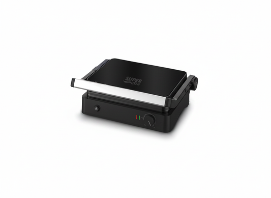 SuperTech Electric Grill GT52 Securit Glass Black – 2000W – Detachable Plates – 180° Open