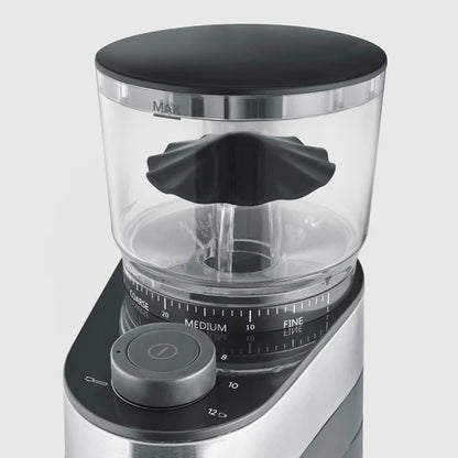 Severin coffee grinder for balanced grinding, 30 grind settings, removable bean container, 140W, stainless steel