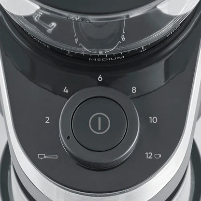 Severin coffee grinder for balanced grinding, 30 grind settings, removable bean container, 140W, stainless steel
