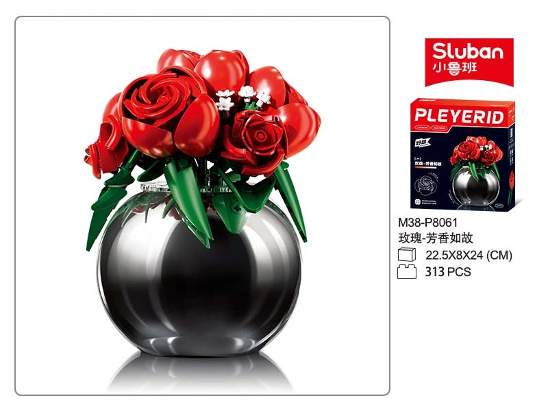 PLEYERID-Red roses（Plated vases）313pcs