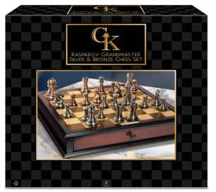 Ambassador – KASPAROV Grandmaster Silver & Bronze Chess Set