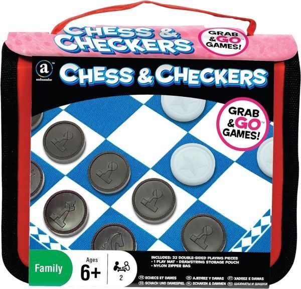 Ambassador Ma Grab & Go Games-Travel Chess & Checkers